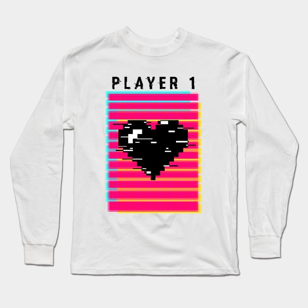 Player 1 Long Sleeve T-Shirt by Nicole Does Art